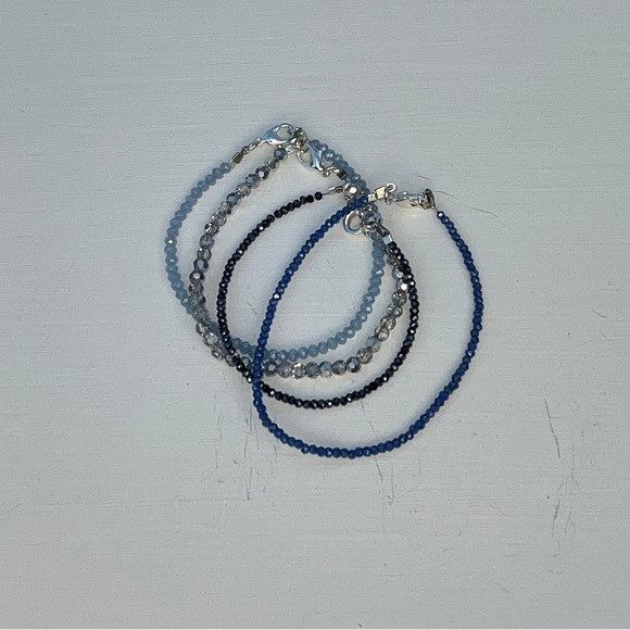 blue and silver bangle bracelet stackable set of 4 - Picture 4 of 5
